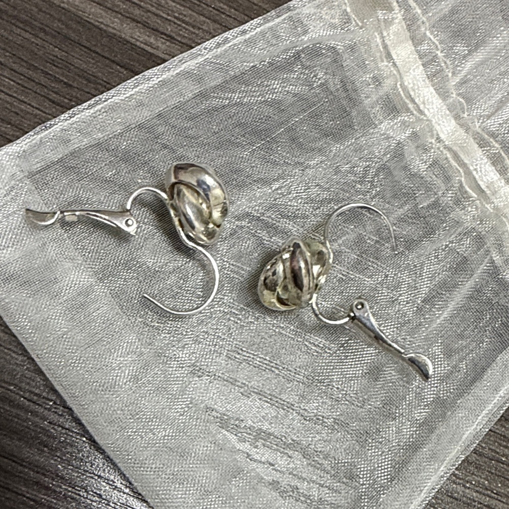 Sterling Silver Knot Drop Leverback Earrings - Silver - Picture 3 of 5